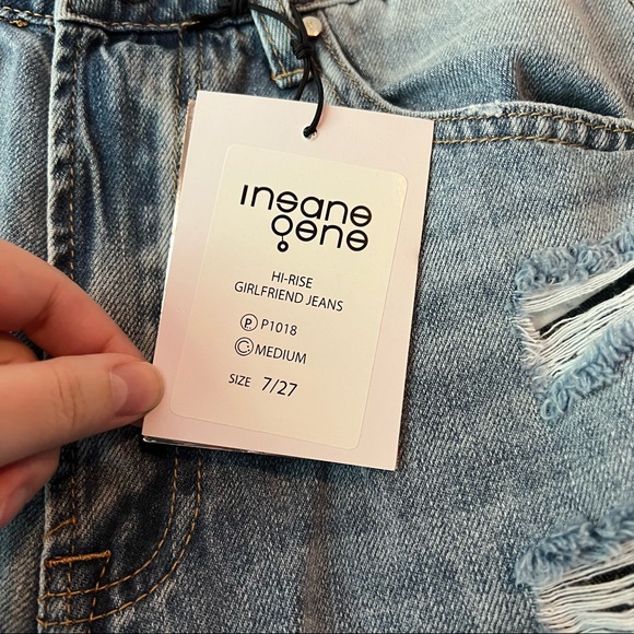 NWT Insane Gene High Rise Distressed Girlfriend Jeans-27 - Picture 7 of 13